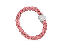Élastique à cheveux By Eloise London Woven Silver Heart Flamingo Pink 1 St.