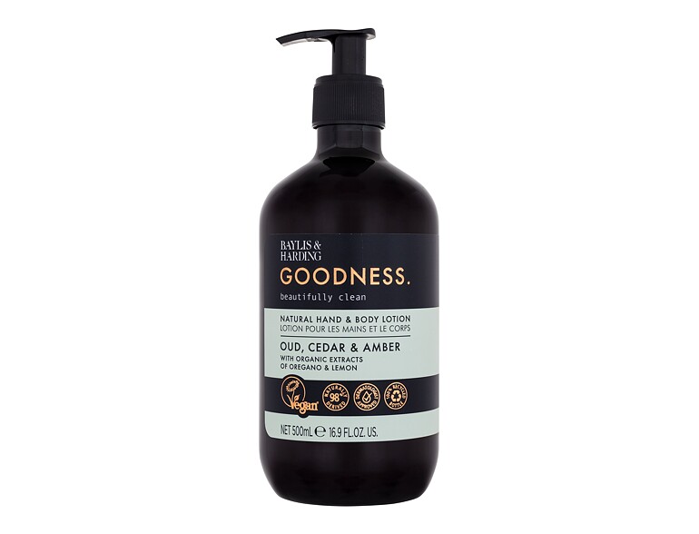 Körperlotion Baylis & Harding Goodness Oud, Cedar & Amber Natural Hand & Body Lotion 500 ml