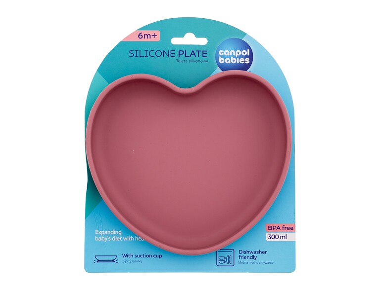 Geschirr Canpol babies Silicone Suction Plate Heart Pink 300 ml