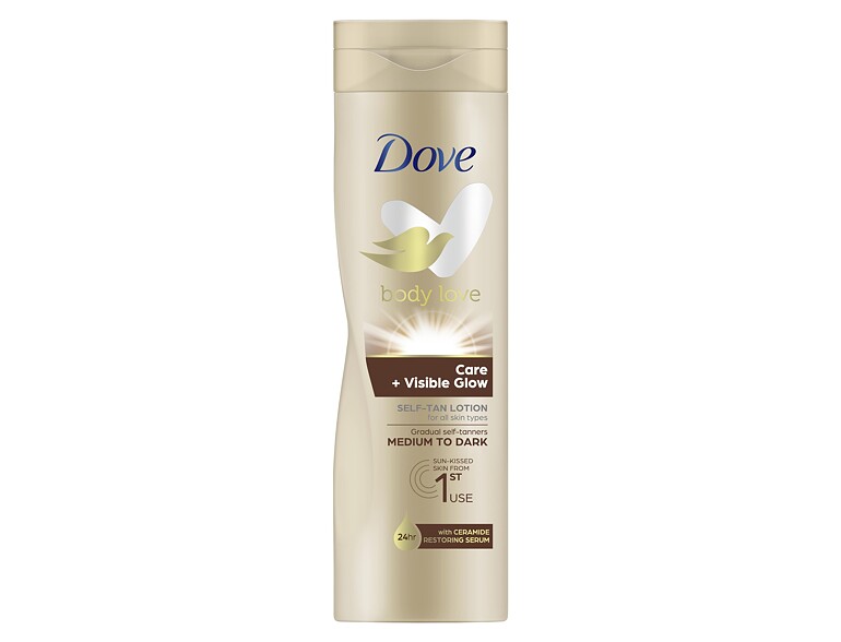 Selbstbräuner Dove Body Love Care + Visible Glow Self-Tan Lotion 250 ml Medium to Dark