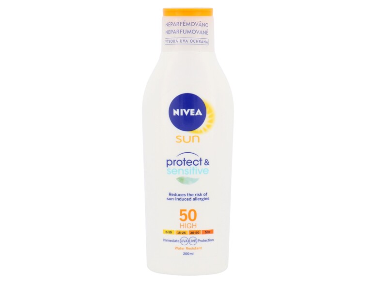 Protezione solare corpo Nivea Sun Protect & Sensitive Lotion SPF50 200 ml