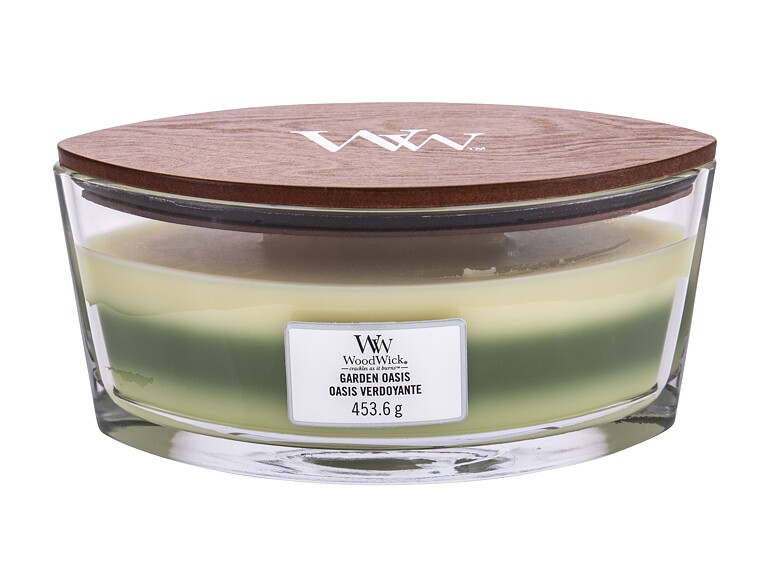 Bougie parfumée WoodWick Trilogy Garden Oasis 453,6 g emballage endommagé