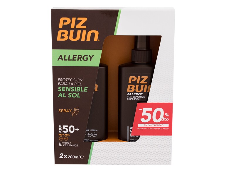 Soin solaire corps PIZ BUIN Allergy Sun Sensitive Skin Spray SPF50+ 200 ml boîte endommagée Sets