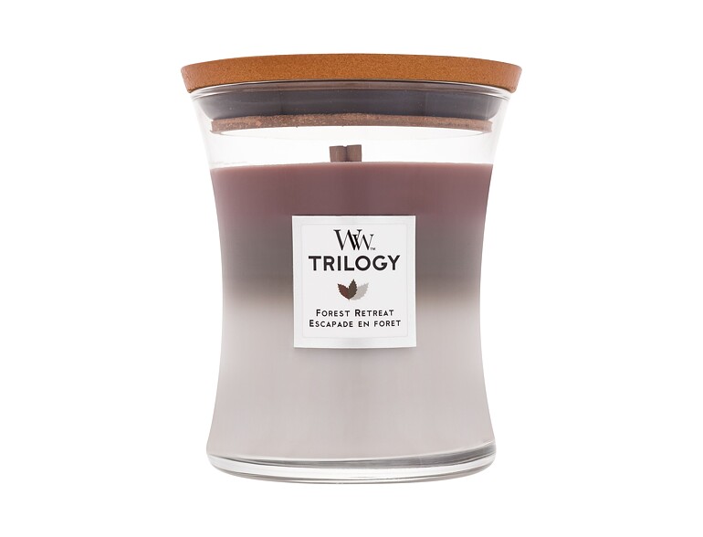 Bougie parfumée WoodWick Trilogy Forest Retreat 275 g emballage endommagé