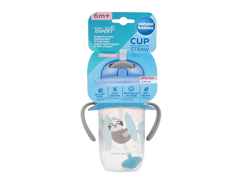Tazza Canpol babies Exotic Animals Non-Spill Expert Cup With Weighted Straw Grey 270 ml
