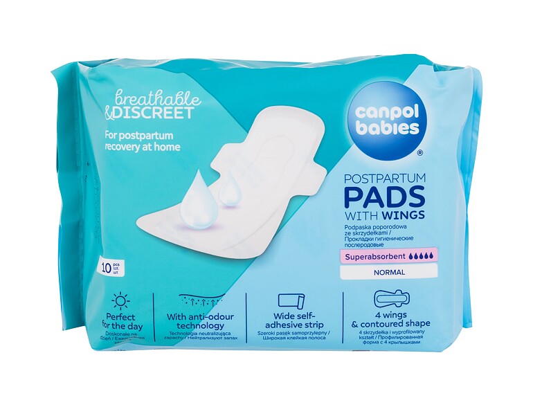 Assorbenti maternità Canpol babies Breathable & Discreet Day Postpartum Pads With Wings 10 St.