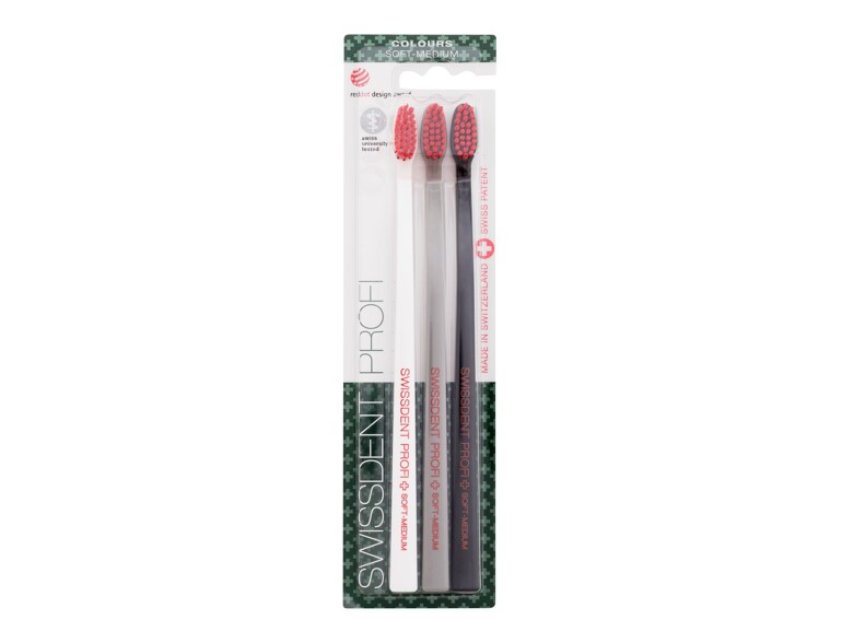 Zahnbürste Swissdent Profi Colours Trio Soft-Medium 3 St. White, Grey, Black