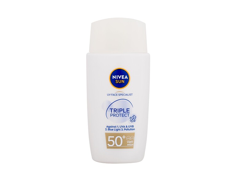 Sonnenschutz fürs Gesicht Nivea Sun Triple Protect Ultra-Light Hydrating Fluid SPF50+ 40 ml Beschädigte Schachtel