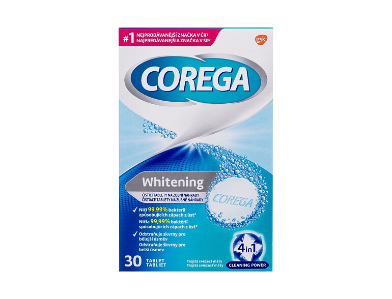 Reinigungstabletten und Lösungen Corega Tabs Whitening 30 St. Beschädigte Schachtel