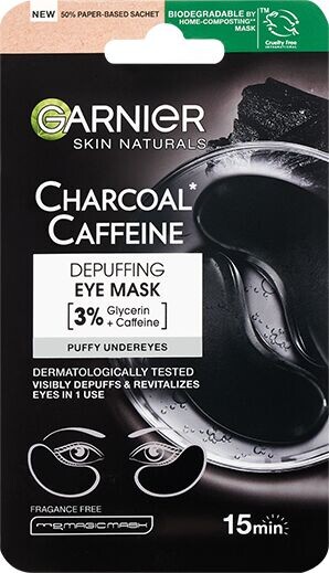 Maschera contorno occhi Garnier Skin Naturals Charcoal Caffeine Depuffing Eye Mask 5 g