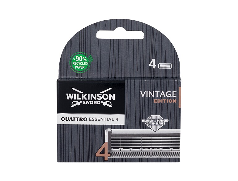 Ersatzklinge Wilkinson Sword Quattro Essential 4 Vintage Edition 4 St. Beschädigte Schachtel