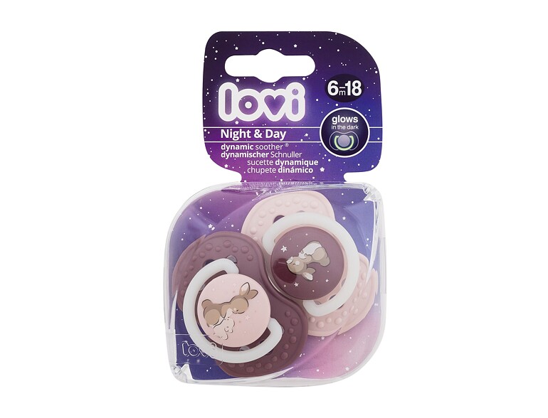 Schnuller LOVI Night & Day Dynamic Soother Girl 6-18m 2 St. Beschädigte Verpackung