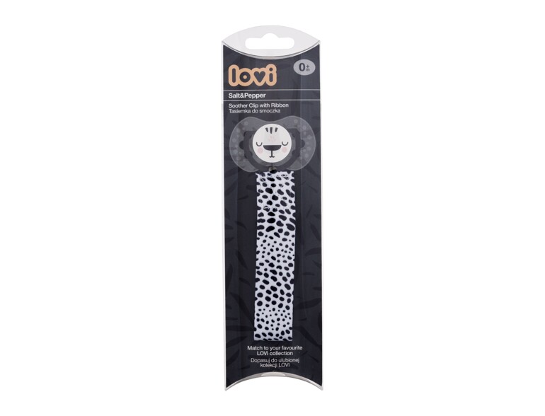 Schnullerclip LOVI Salt&Pepper Soother Clip With Ribbon 1 St.