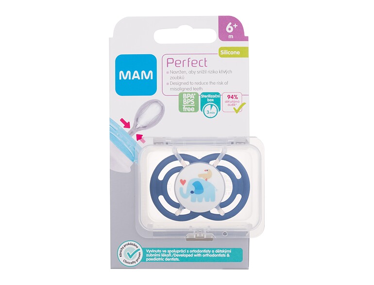 Sucette MAM Perfect Silicone Pacifier 6m+ Elephant 1 St.