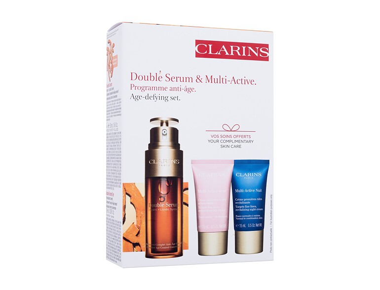 Siero per il viso Clarins Double Serum & Multi-Active Age-Defying Set 50 ml scatola danneggiata Sets