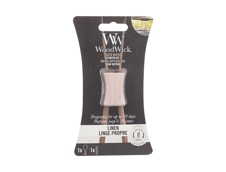 Autoduft WoodWick Linen Auto Reeds Starter Kit 1 St. Beschädigte Verpackung