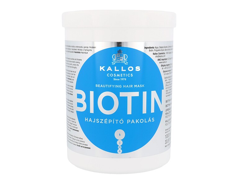 Maschera per capelli Kallos Cosmetics Biotin 1000 ml