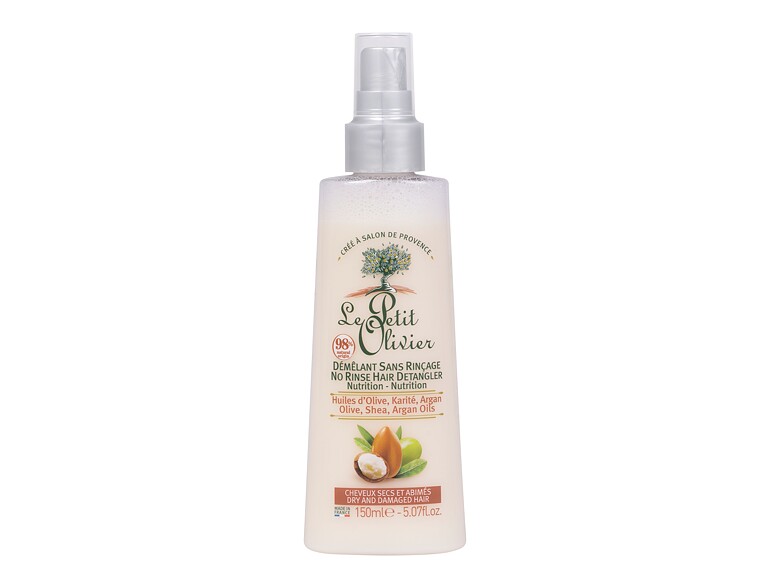 Spray curativo per i capelli Le Petit Olivier Olive, Shea, Argan Oils No Rinse Hair Detangler 150 ml