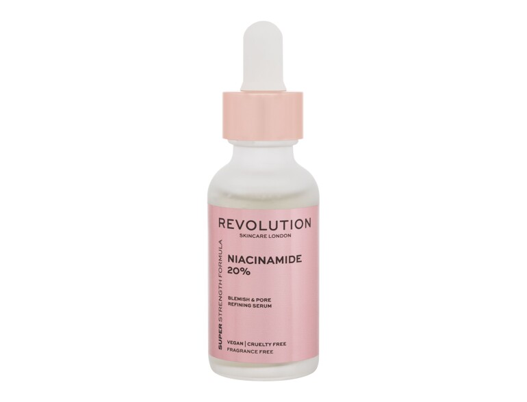 Siero per il viso Revolution Skincare Niacinamide 20% Blemish & Pore Refining Serum 30 ml scatola da