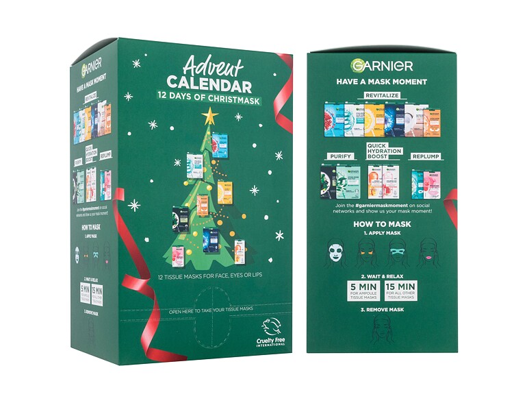 Gesichtsmaske Garnier Advent Calendar 12 Days Of Christmask 1 St. Beschädigte Schachtel Sets