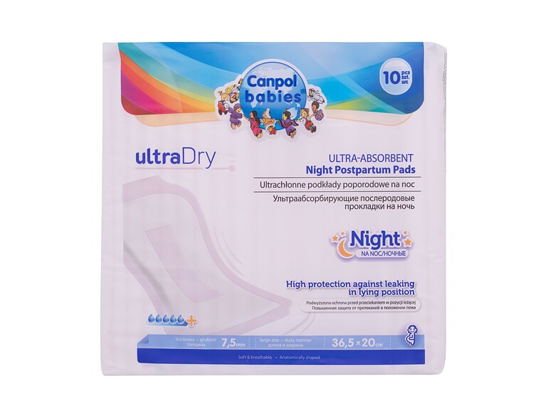 Serviettes hygiéniques de maternité Canpol babies Ultra Dry Ultra-Absorbent Night Postpartum Pads 10