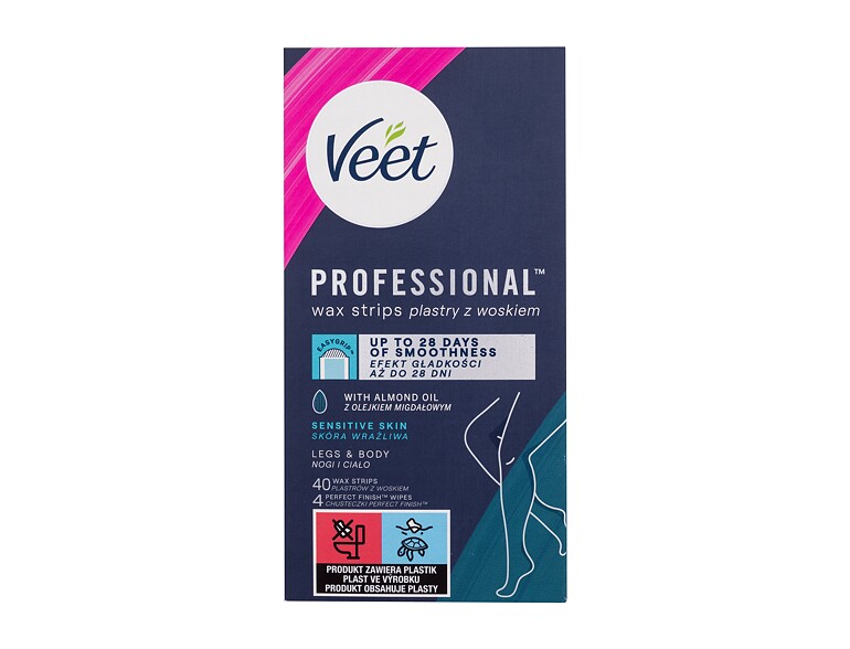 Prodotti depilatori Veet Professional Wax Strips Sensitive Skin Legs & Body 40 St.