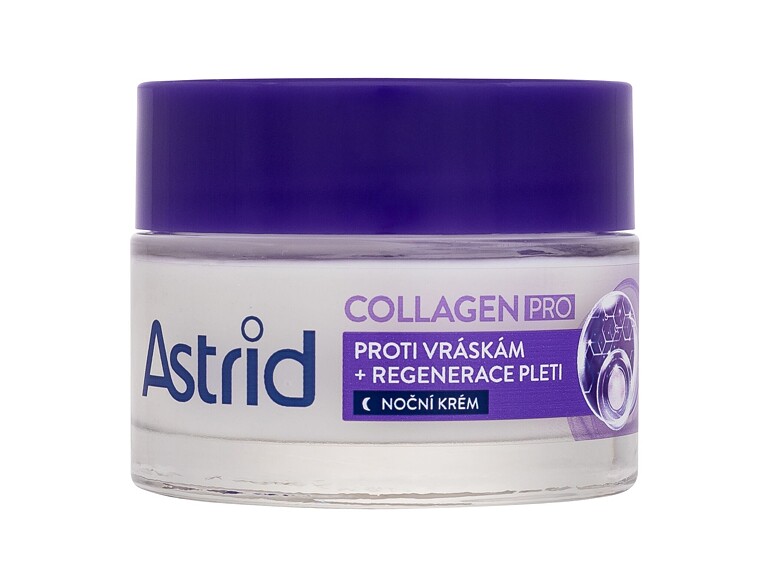 Crème de nuit Astrid Collagen PRO Anti-Wrinkle And Regenerating Night Cream 50 ml boîte endommagée