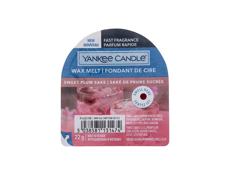 Cera profumata Yankee Candle Sweet Plum Sake 22 g confezione danneggiata