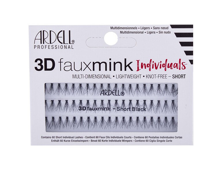 Falsche Wimpern Ardell 3D Faux Mink Individuals Short 60 St. Black Beschädigte Schachtel