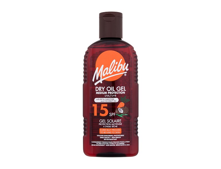 Protezione solare corpo Malibu Dry Oil Gel With Beta Carotene and Coconut Oil SPF15 200 ml