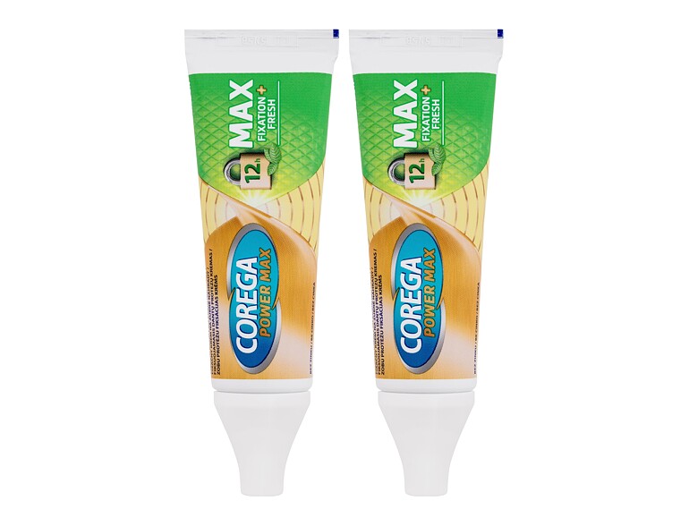 Crème fixative pour prothèses dentaires Corega Power Max Fixation+ Fresh Duo 2x40 g