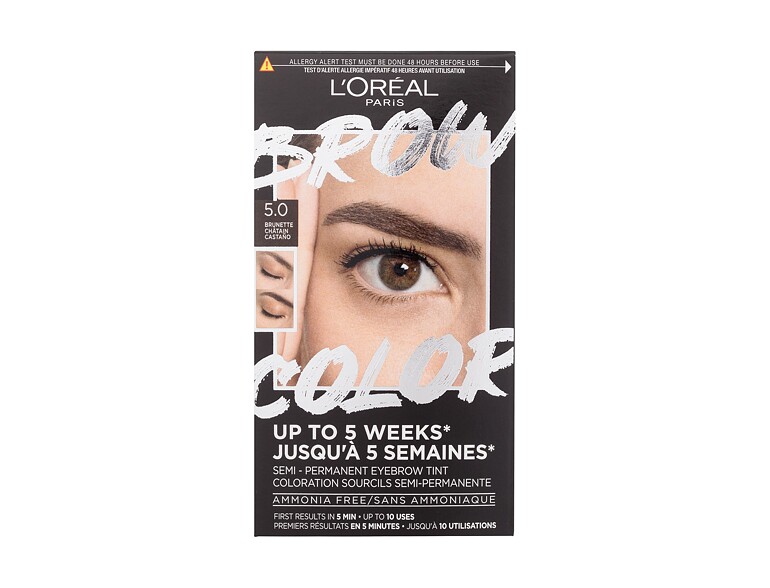 Tinta sopracciglia L'Oréal Paris Brow Color Semi-Permanent Eyebrow Tint 1 St. 5.0 Brunette scatola d