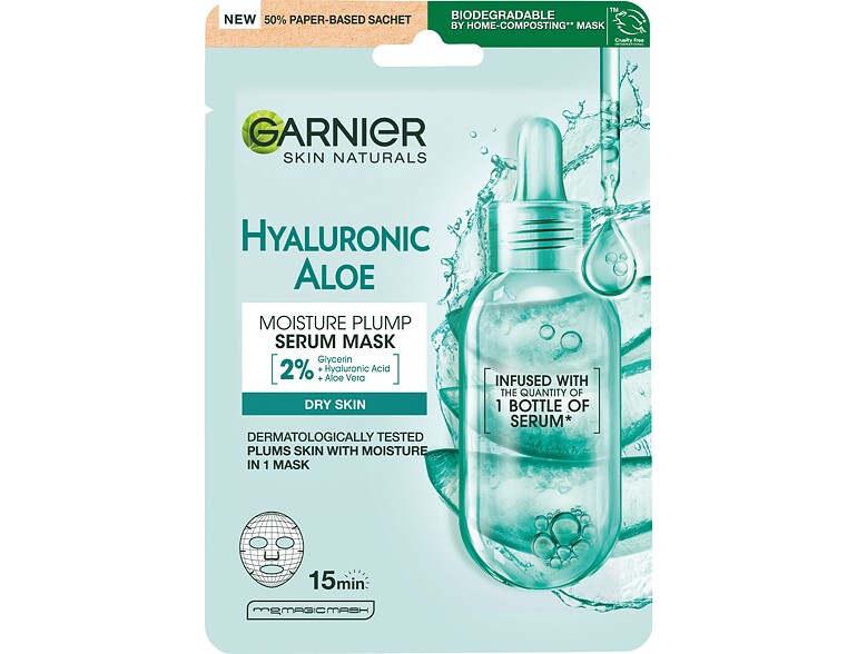 Masque visage Garnier Skin Naturals Hyaluronic Aloe Serum Tissue Mask 1 St.