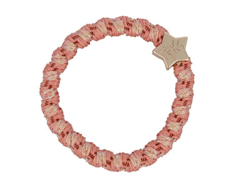 Haargummi By Eloise London Woven Gold Star Coral Pink 1 St.
