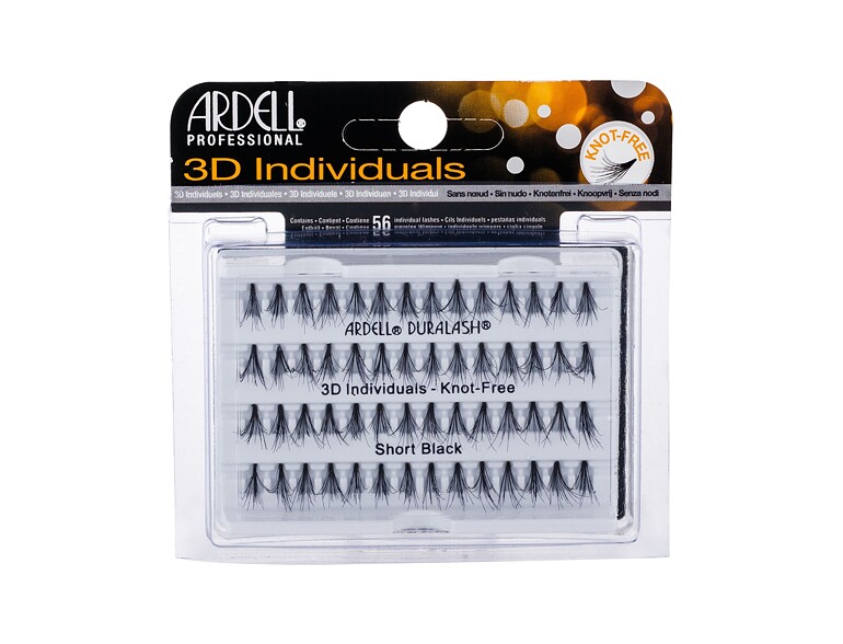 Faux cils Ardell 3D Individuals Duralash Knot-Free 56 St. Short Black