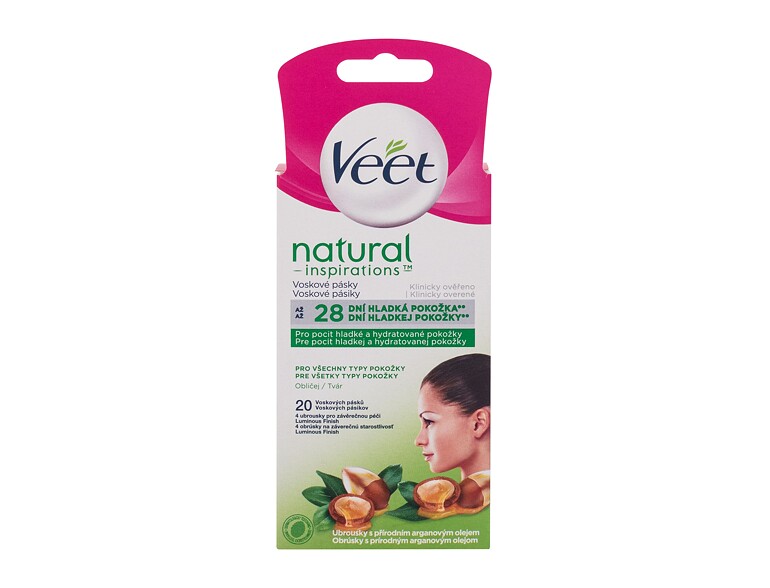 Depilationspräparat Veet Natural Inspirations™ Face Wax Strips Argan Oil 20 St. Beschädigte Schachtel