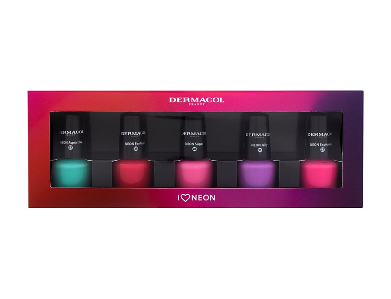 Nagellack Dermacol Neon Nail Polish Set 2022 5 ml 27 Neon Explosion Beschädigte Schachtel Sets