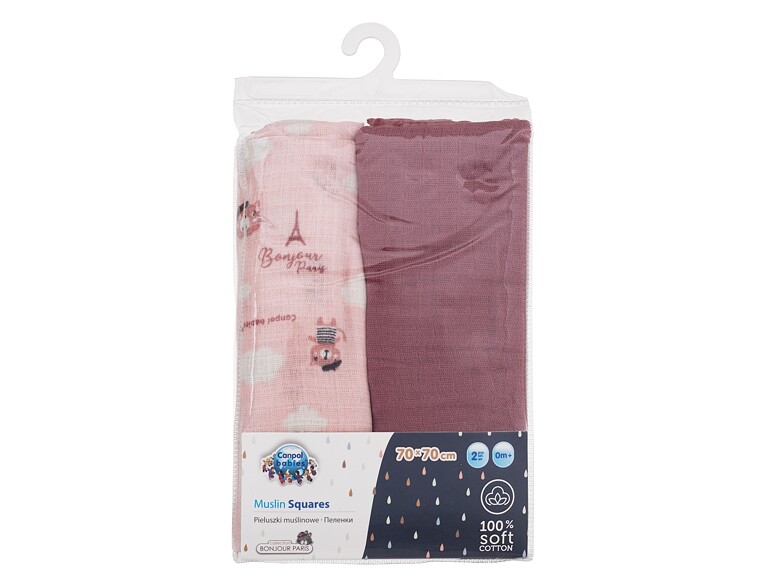 Stoffwindel Canpol babies Bonjour Paris Muslin Squares Diapers Pink 2 St.