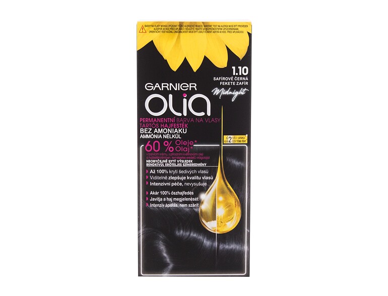 Haarfarbe Garnier Olia Permanent Hair Color 50 g 1,10 Black Sapphire Beschädigtes Flakon