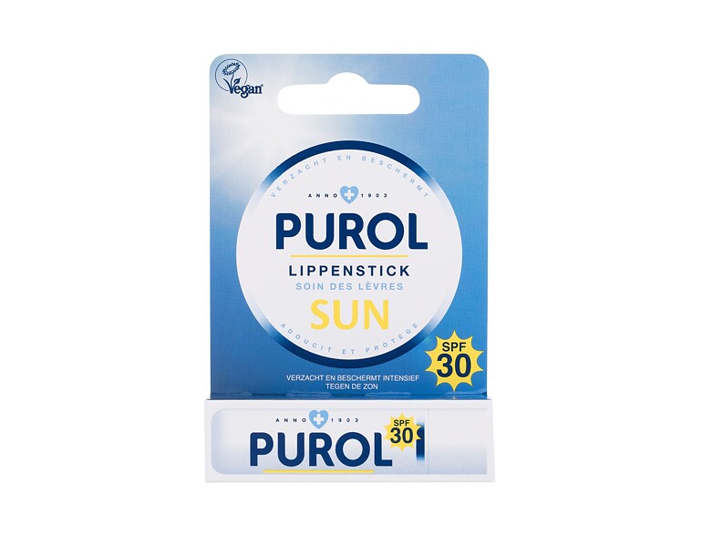 Baume à lèvres Purol Lipstick Sun SPF30 4,8 g boîte endommagée