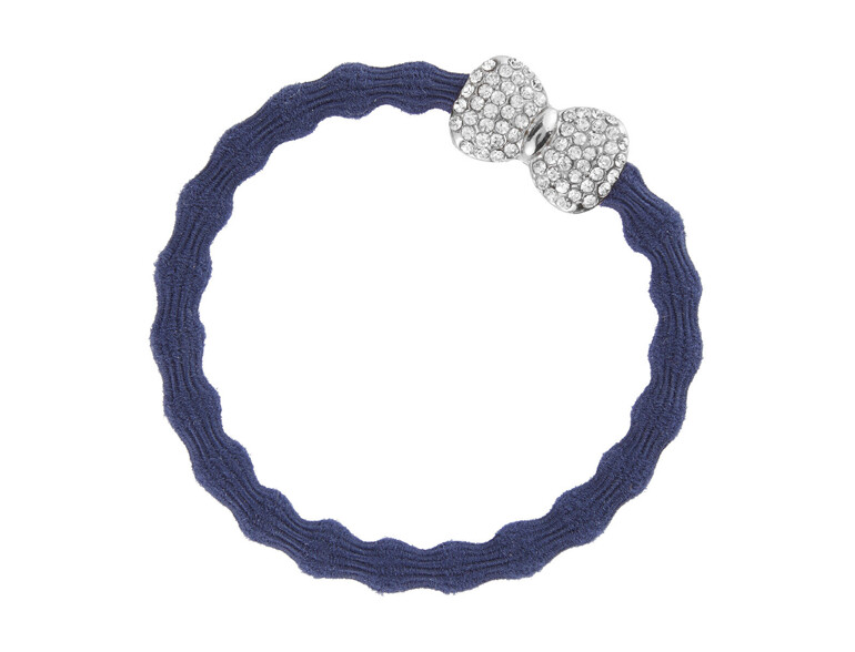 Haargummi By Eloise London Silver Bling Diamanté Bow Navy Blue 1 St. Navy Blue