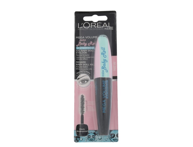 Mascara L'Oréal Paris Mega Volume Miss Baby Roll Waterproof 9,1 ml Black Waterproof