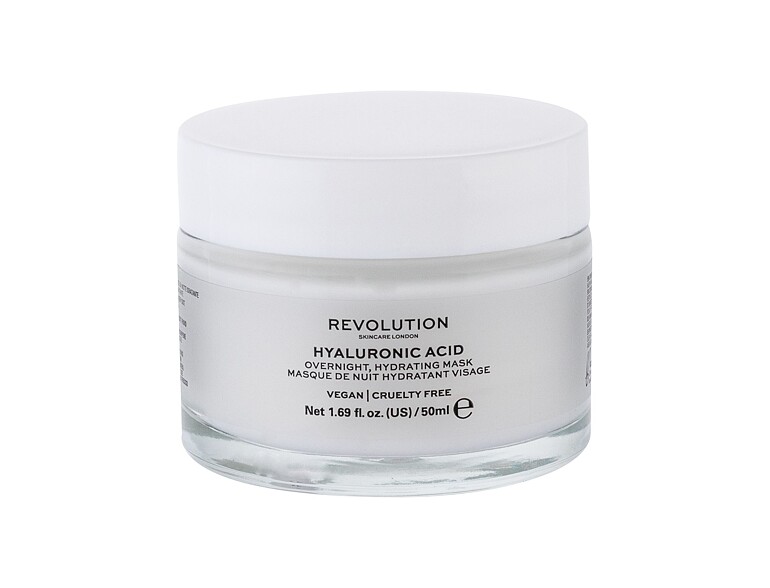 Maschera per il viso Revolution Skincare Hyaluronic Acid Overnight Hydrating Mask 50 ml