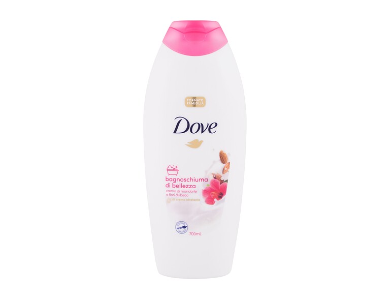 Bain moussant Dove Caring Bath Almond Cream With Hibiscus 700 ml flacon endommagé