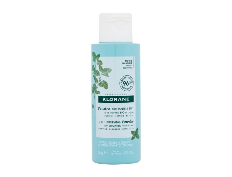 Schiuma detergente Klorane Aquatic Mint 3 IN 1 Purifying Powder 50 g