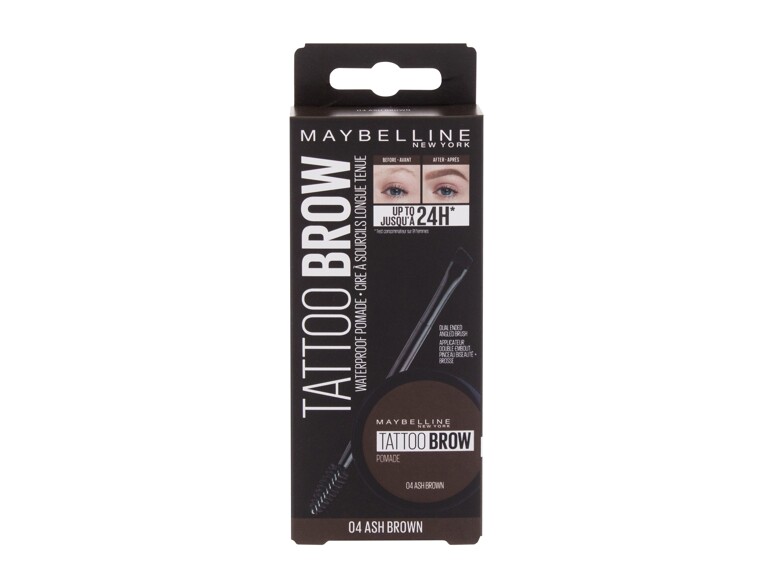 Augenbrauengel und -pomade Maybelline Tattoo Brow Lasting Color Pomade 4 g 04 Ash Brown Beschädigte Schachtel