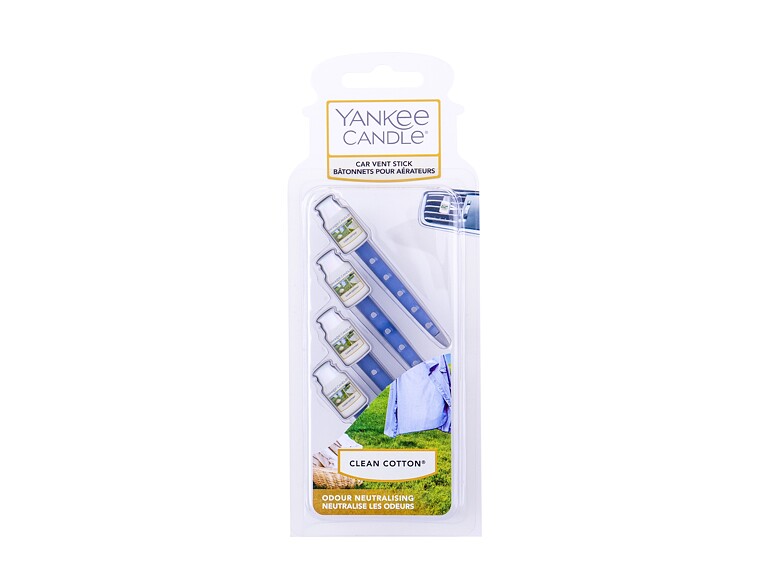 Autoduft Yankee Candle Clean Cotton Vent Stick 4 St. Beschädigte Verpackung