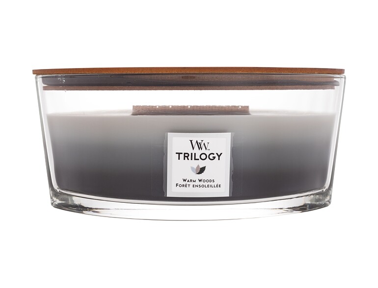 Bougie parfumée WoodWick Trilogy Warm Woods 453,6 g emballage endommagé