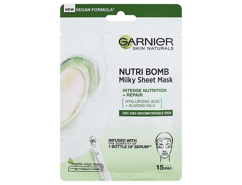 Maschera per il viso Garnier Skin Naturals Nutri Bomb Almond Milk + Hyaluronic Acid 1 St.