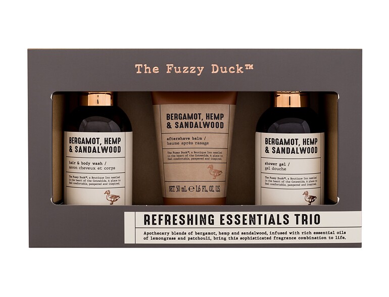 Duschgel Baylis & Harding The Fuzzy Duck™ Refreshing Essentials Trio Bergamot, Hemp & Sandalwood 100 ml Beschädigte Schachtel Sets